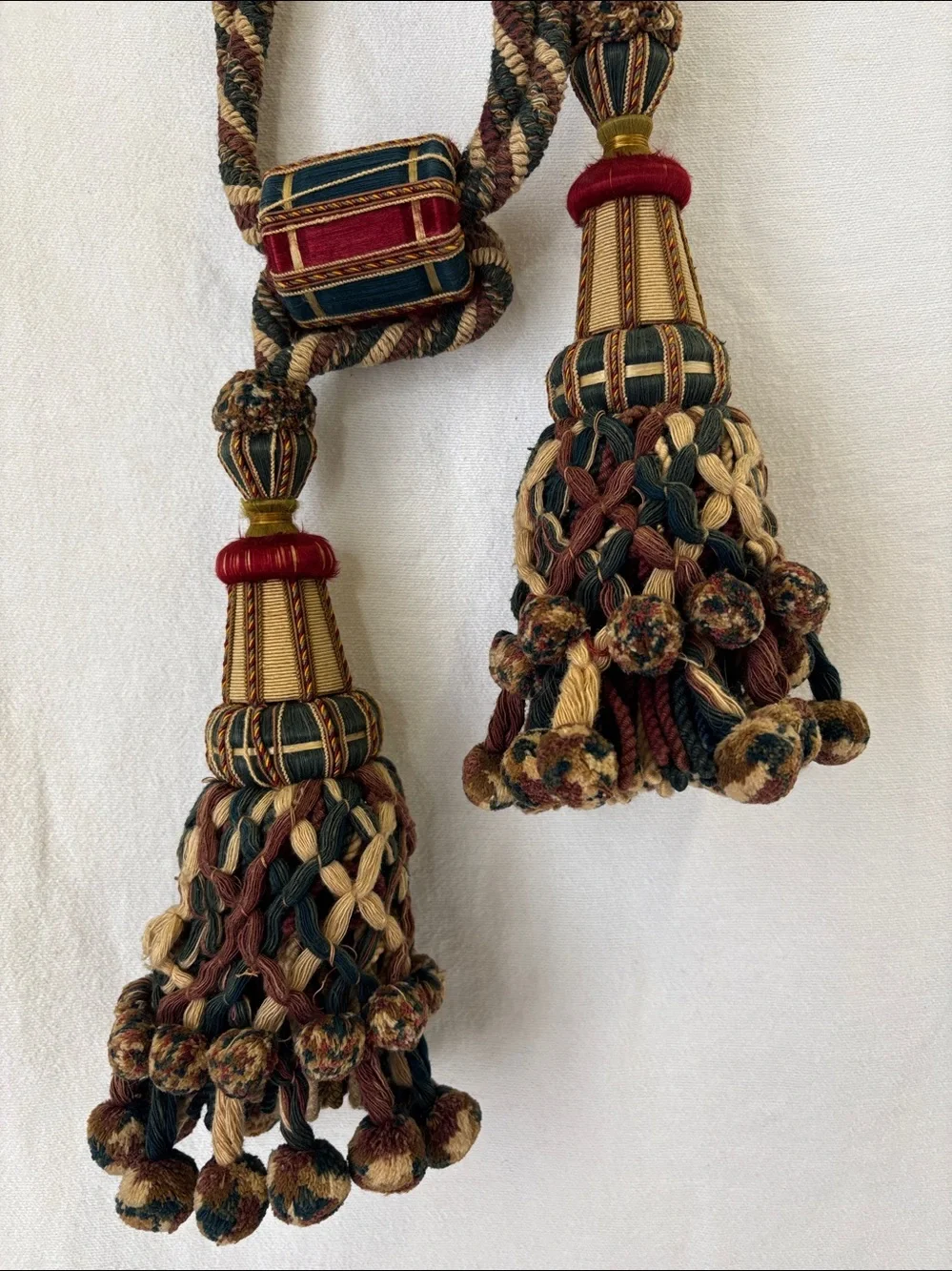 Vintage French Passementerie Tassel Drapery Curtain Tie Backs Pair